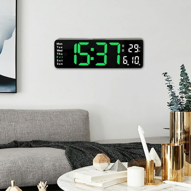 Digital Clock, Integrated Temperature Sensor, Red LEDs, Modern Industrial