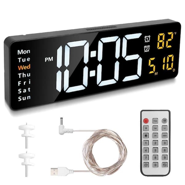 Digital Wall Clock with Blue and Red LED Display