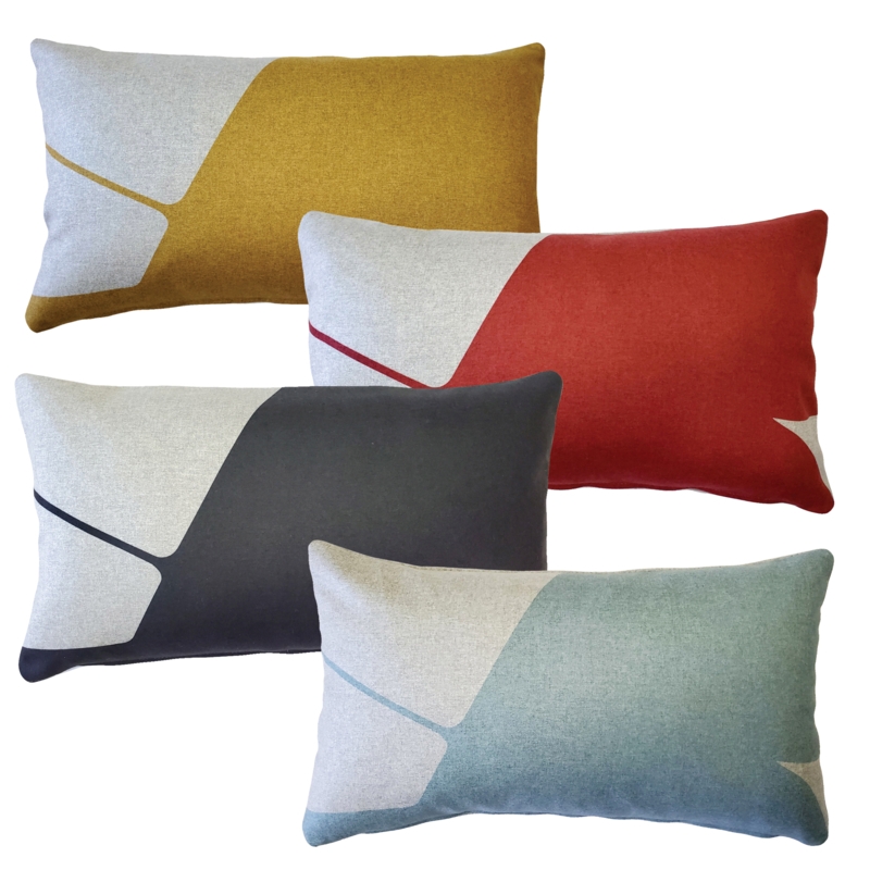 Distressed Charcoal Geometric Ikat Lumbar Pillow