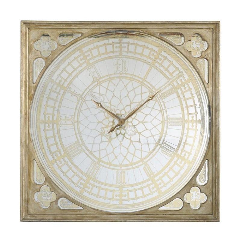 Distressed Wood Frame Wall Clock in Oversized Square Shape