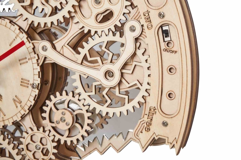 DIY Wooden 3D Puzzle Clock Light Wood Pendulum Intricate Cut