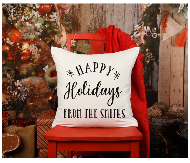 Doormat Coir Fiber "Happy Holidays" Print Green Trees