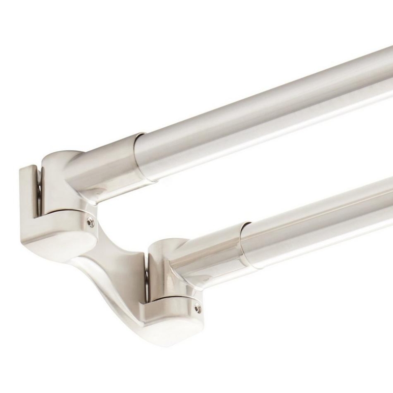 Double Shower Curtain Rod Straight Dual Rail Brushed Finish Transitional