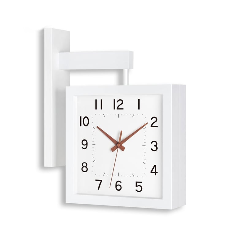 Double Sided Wall Clock with Minimalist Scandinavian Wood Frame