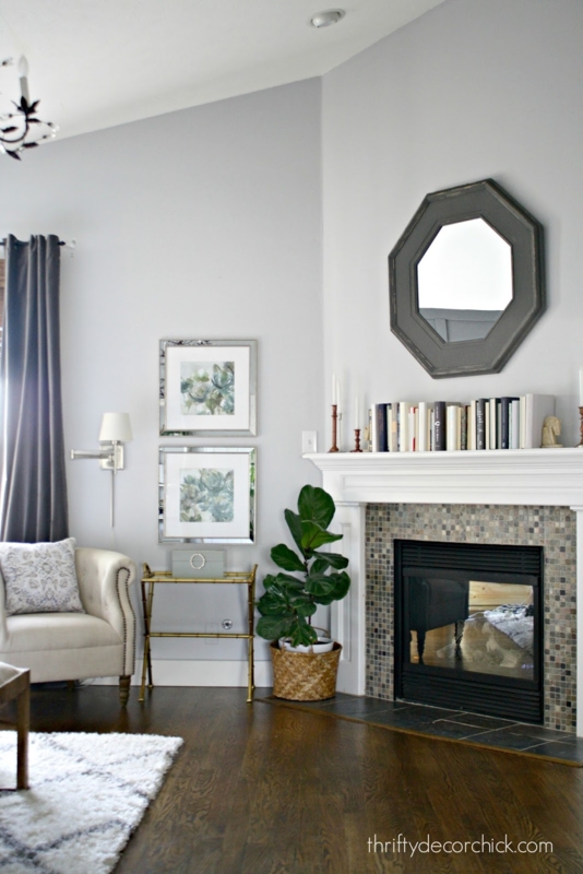 Dresser: White Dresser with Gold Hardware and Dark Accent Wall