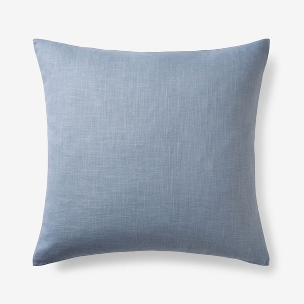 Dusty Blue Throw Pillow with Woven Linen-Like Texture