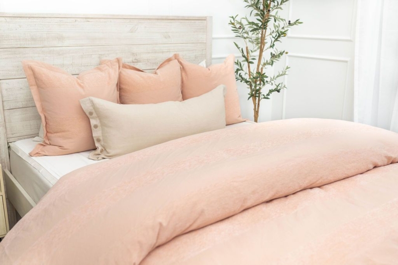 Duvet Cover: Pinstripe Pattern, Modern Farmhouse Cotton-Like Fabric