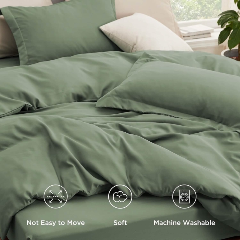 Duvet Cover Set Linen Beige Microfiber | Scandinavian Style Bedroom Decor
