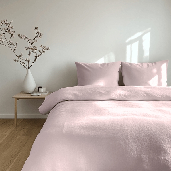 Duvet Cover Set: Natural Linen Weave, Washed Finish and Wrinkled