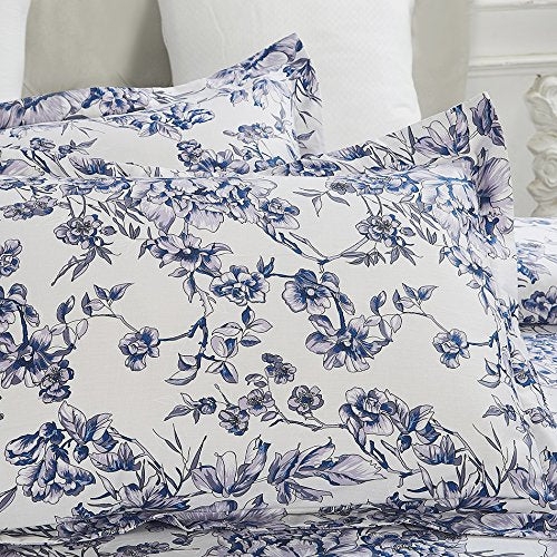 Duvet Cover Set White Oversized Floral Print Removable Cover