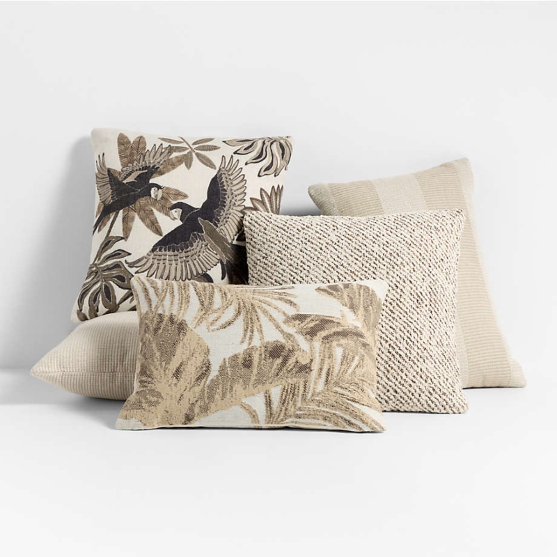 Earthy Color Palette Throw Pillow with Textured Stripes.