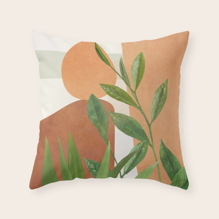 Earthy Geometric Throw Pillow Abstract Motif Modern Style
