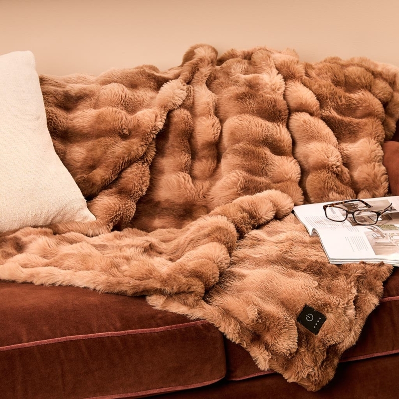 Electric Blanket Collection, Cozy Sherpa Lined Textures, Neutral Tones.