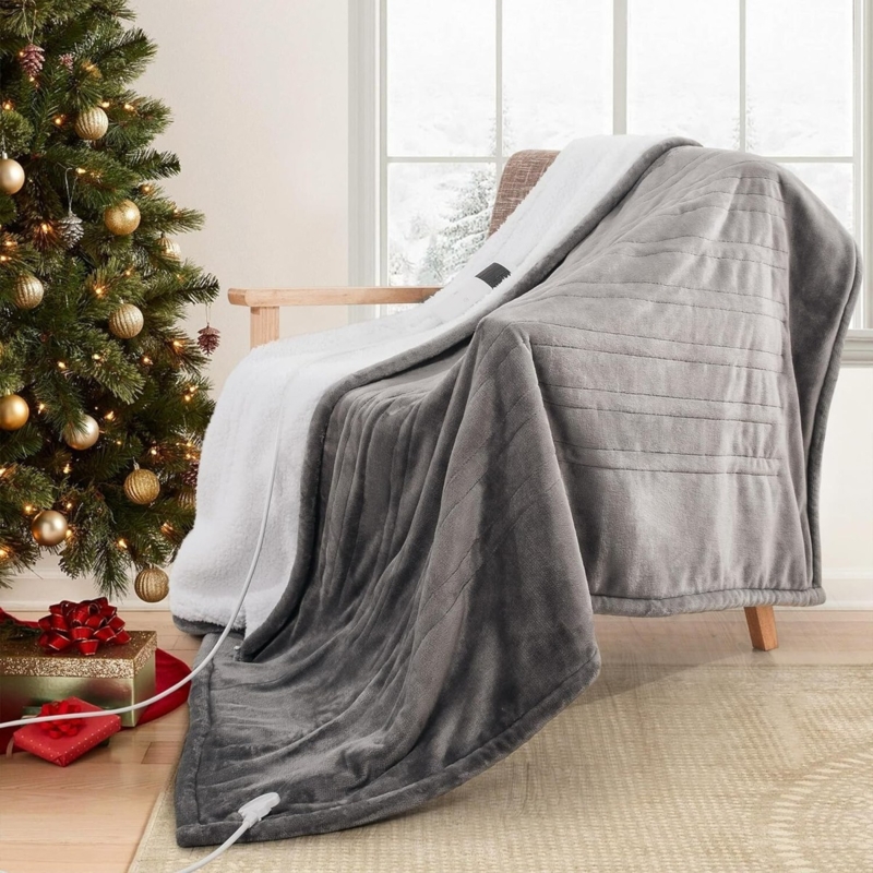 Electric Blanket, Plush Fleece and Sherpa Lined with Remote.