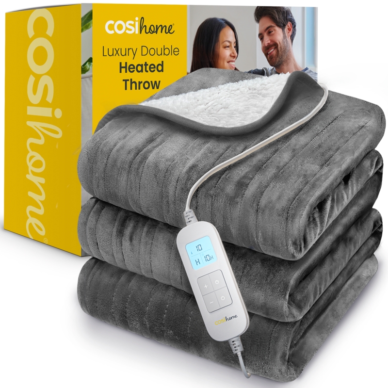 Electric Throw Blanket, Dual Sided Fleece and Sherpa Texture.