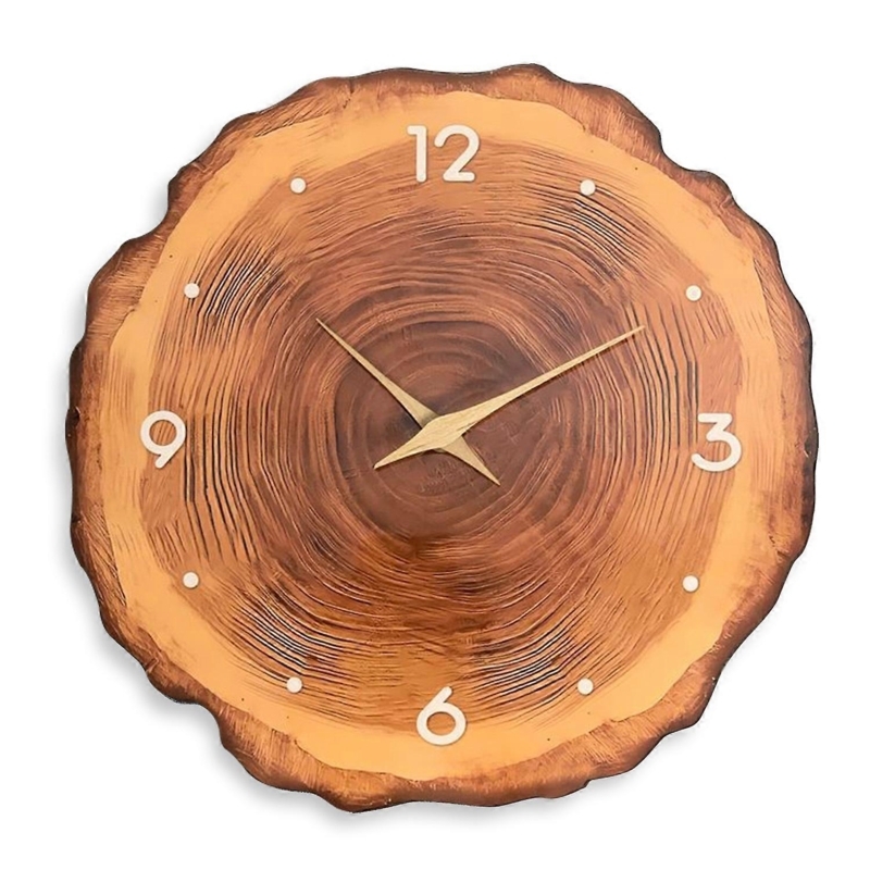 Elegant Wooden Wall Clock with Minimalist Non-Ticking Markers