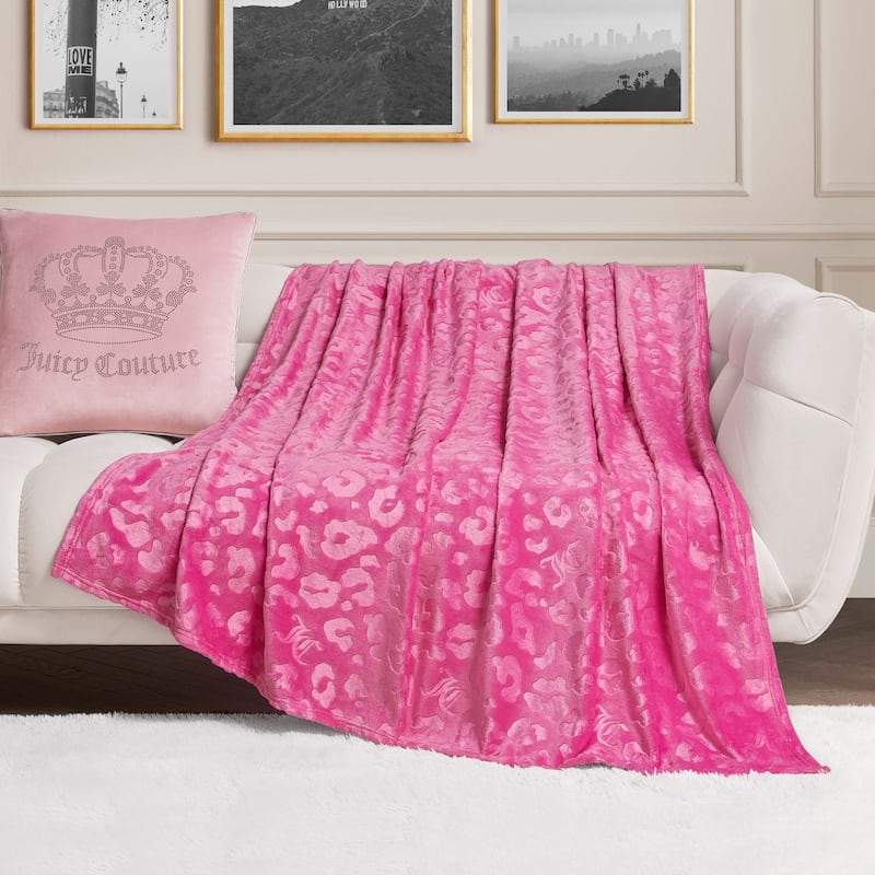 Embossed Throw Blanket: Hot Pink Bows, Hot Pink Bow Throw Blanket