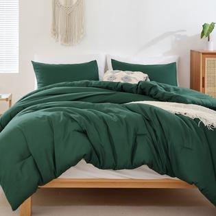 Emerald Green Comforter Set Tufted Dot Texture Boho Chic Bedroom Style