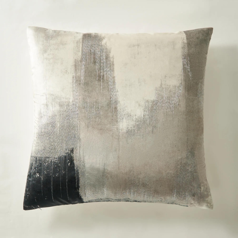 Emerald Green Throw Pillow with Ruffled Ribbon Texture.
