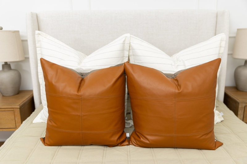 Euro Pillow: Large Faux Leather, Top Stitching, Transitional Bedding