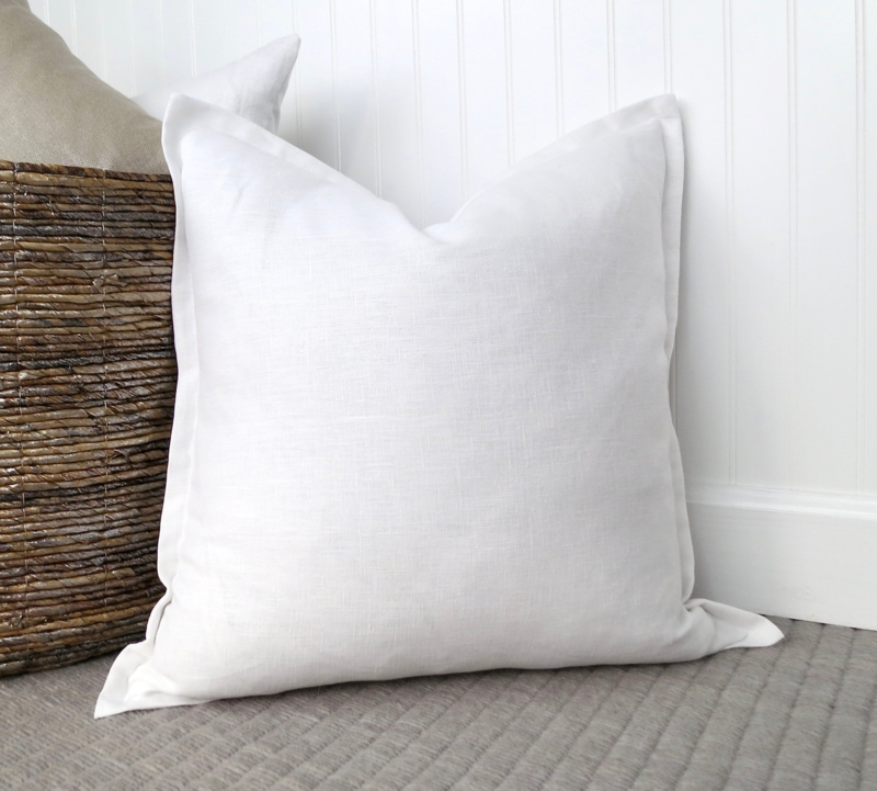Euro Sham Wide Flange Edge Bright White Linen Like Flange Edge Bed Pillow Sham