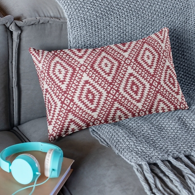 Extra Long Cream and Grey Woven Farmhouse Pillow