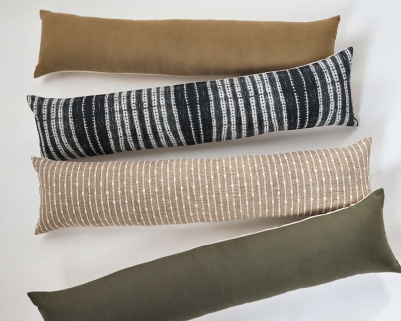 Extra Long Tactile Slub Lumbar Pillow Organic Stripe