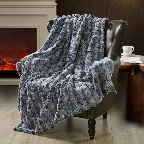 Faux Fur Throw Blanket: Variegated Pile, Variegated Brown Blanket
