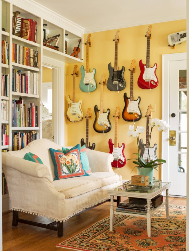 Fireplace Stone Surround Traditional Mantel Yellow Walls Cottage
