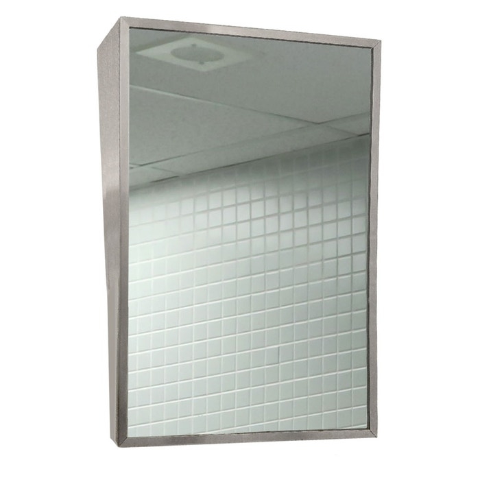 Fixed Tilt Wall Mirror Stainless Steel Angled Silhouette Restroom