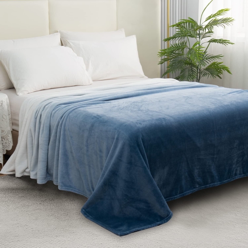 Fleece Blanket Navy Deep Tone Plush Velvety Sheen
