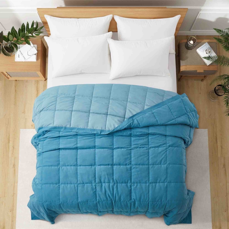 Fleece Blanket with Satin Trim, Navy Blue, Cloud-Like
