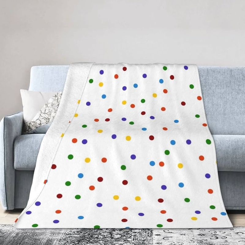 Fleece Throw Blanket Confetti Print Rainbow Accents Contemporary