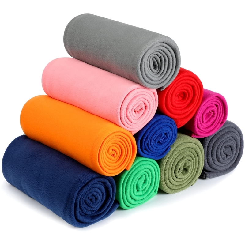 Fleece Throw Blanket Set Multi Color Whipstitch Detail Cozy