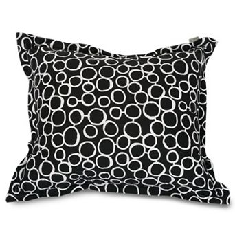 Floor Cushion Black Tufted Design Side Handle Box Construction