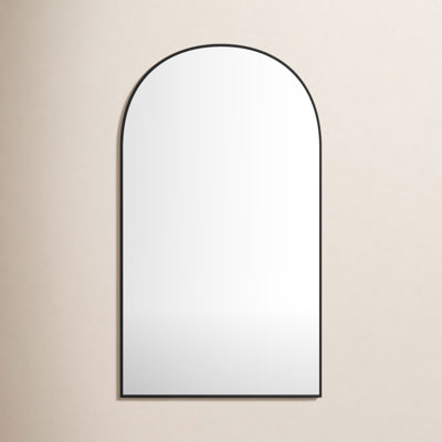 Floor Mirror Arched Top Slim Black Frame Full Length