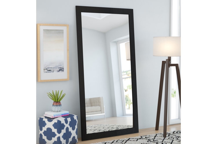 Floor Mirror Leaning Design Oversized Slim Dark Frame Decor