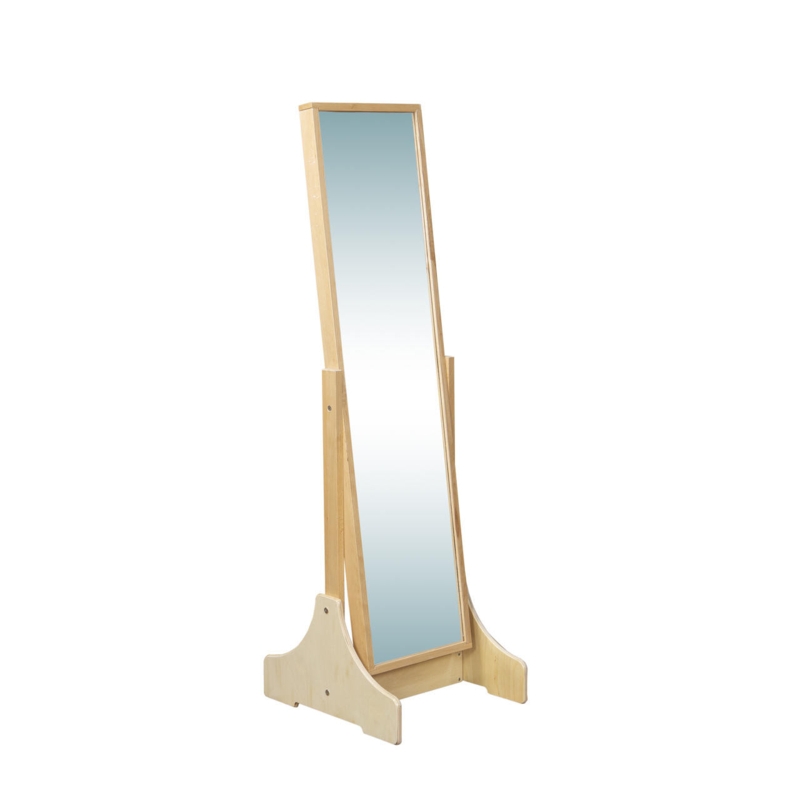 Floor Mirror Natural Wood Frame Tilting Child Sized Playroom