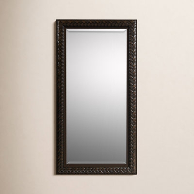 Floor Mirror Thick Wood Frame Dark Brown Oversized Leaning
