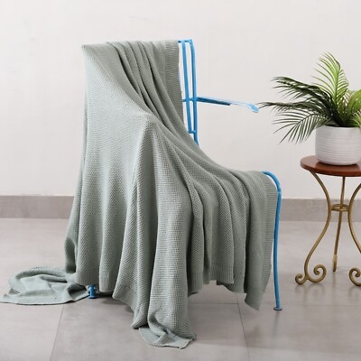 Forest Green Diamond Knit Throw Blanket with Tassels
