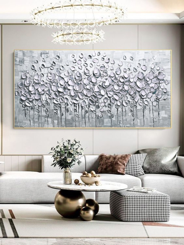 Framed Canvas Wall Art with Heavy Impasto Relief Texture