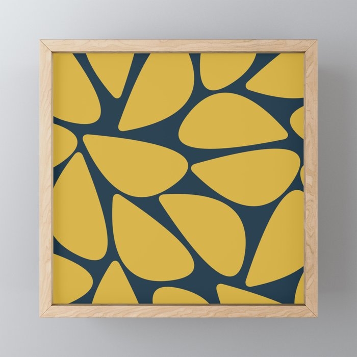 Framed Graphic Art: Organic Abstract Shapes with Navy Blue Contrast
