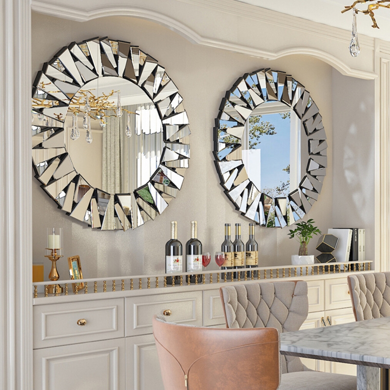 Frameless Round Accent Mirror featuring an Irregular Scalloped Edge
