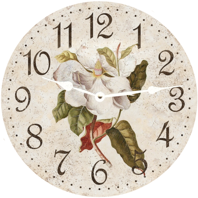 Frameless Wall Clock Magnolia Flower Face Modern Farmhouse Decor