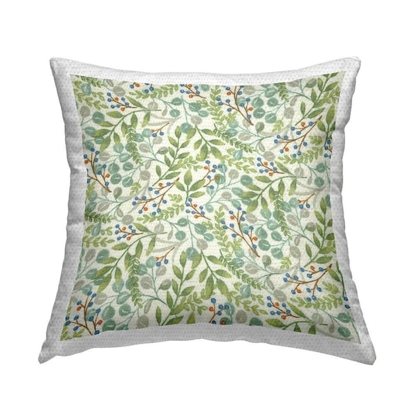 Fresh Organic Outdoor Throw Pillow Leaf Sprout Print