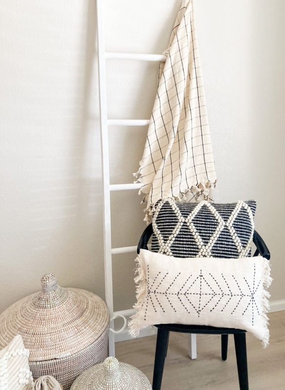 Fringed Plaid Throw Blanket, Neutral Woven