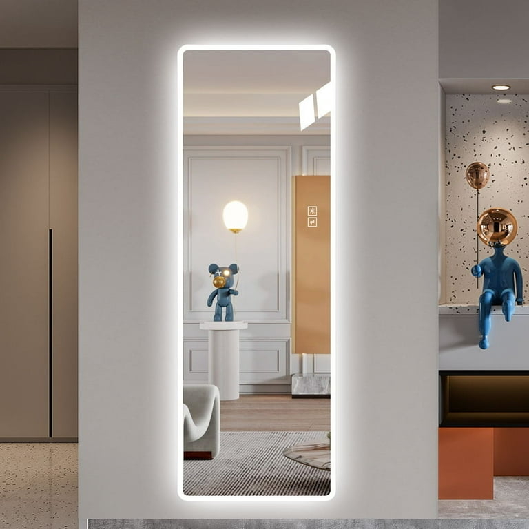 Full Length Mirror Arched Silhouette Integrated LED Border Matte Black