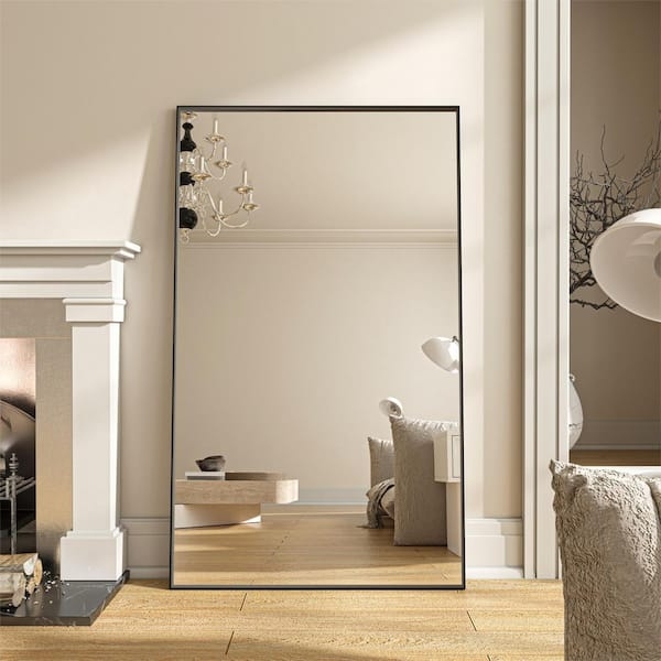 Full Length Mirror Oversized Glass Rectangular Minimalist Black Frame
