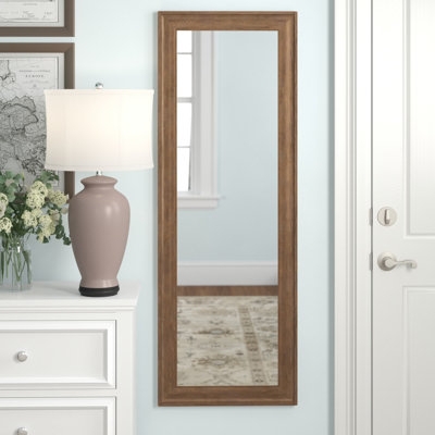 Full Length Mirror Rectangular White Frame Beveled Glass Transitional