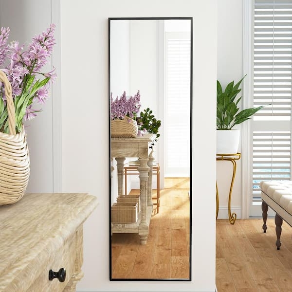 Full Length Mirror Ultra Slim Black Frame Floor Leaning Design